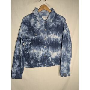 Empyre Womens Freya Retro Blue Tie Dye Corduroy Button up Jacket Sz Large